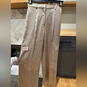 Aritzia Beige Wide-Leg Cargo Trousers